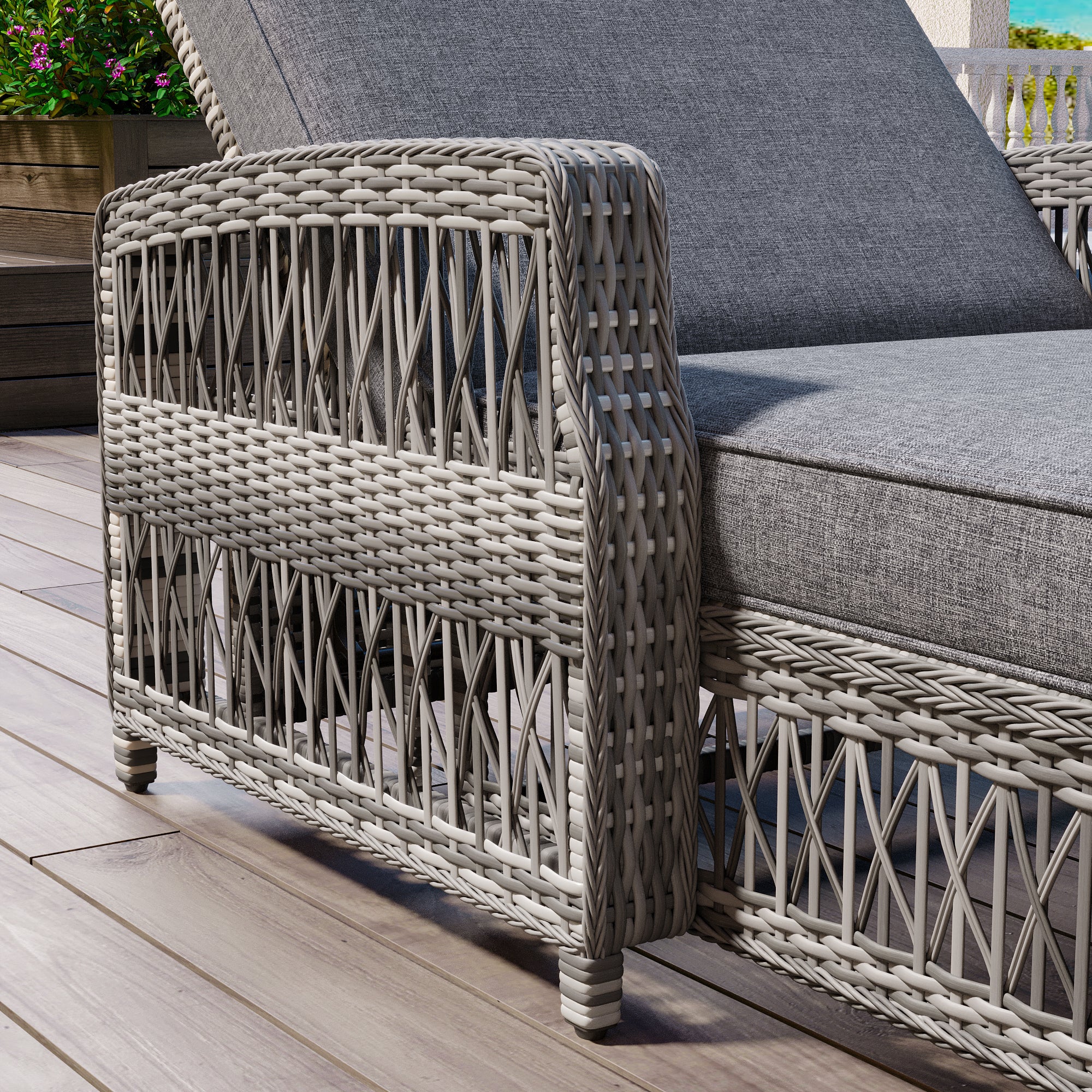 GO 2 Pieces Long Reclining Chaise Lounge Set
