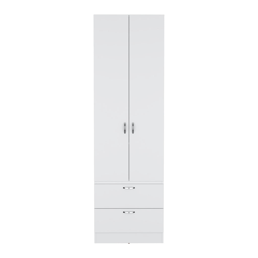 Armoire Wardrobe 76" H, Hanging Rod, 2 Drawers, 1 Shelf
