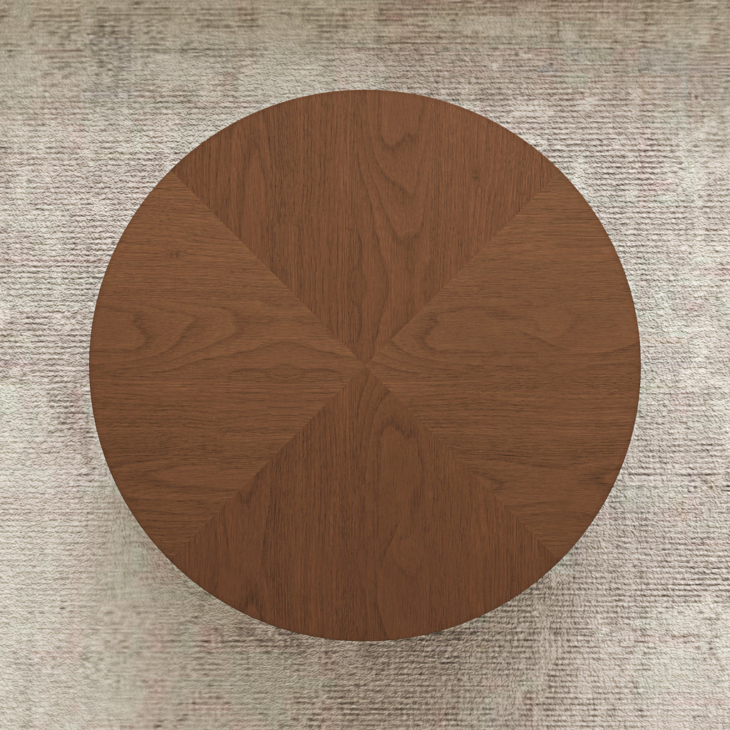 35.43 Inch Drum Shaped Round Coffee Table