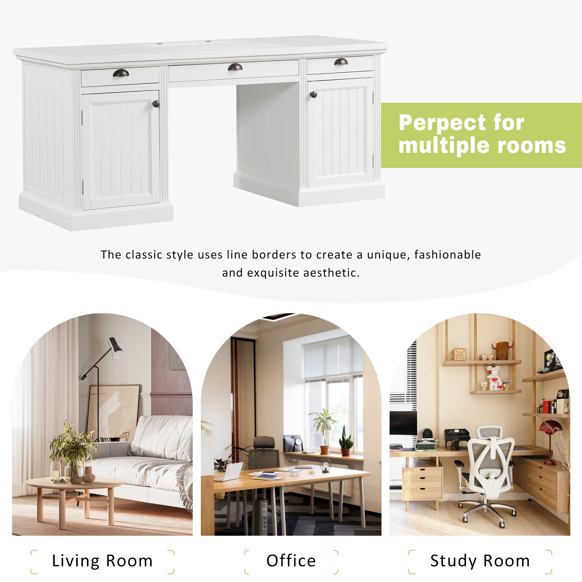 67" Modern Executive Desk with Storage Options