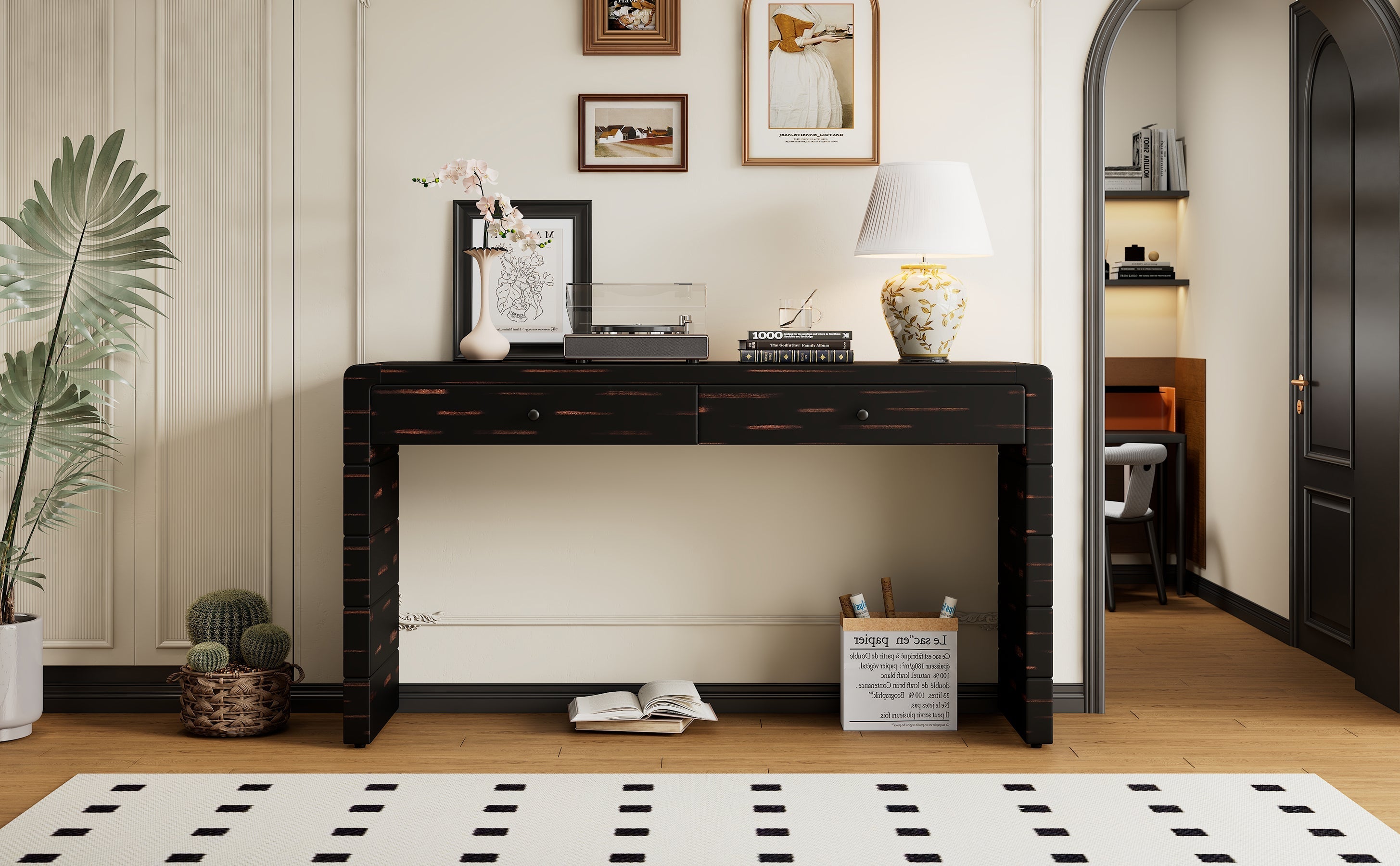 Curved Console Table with Storage