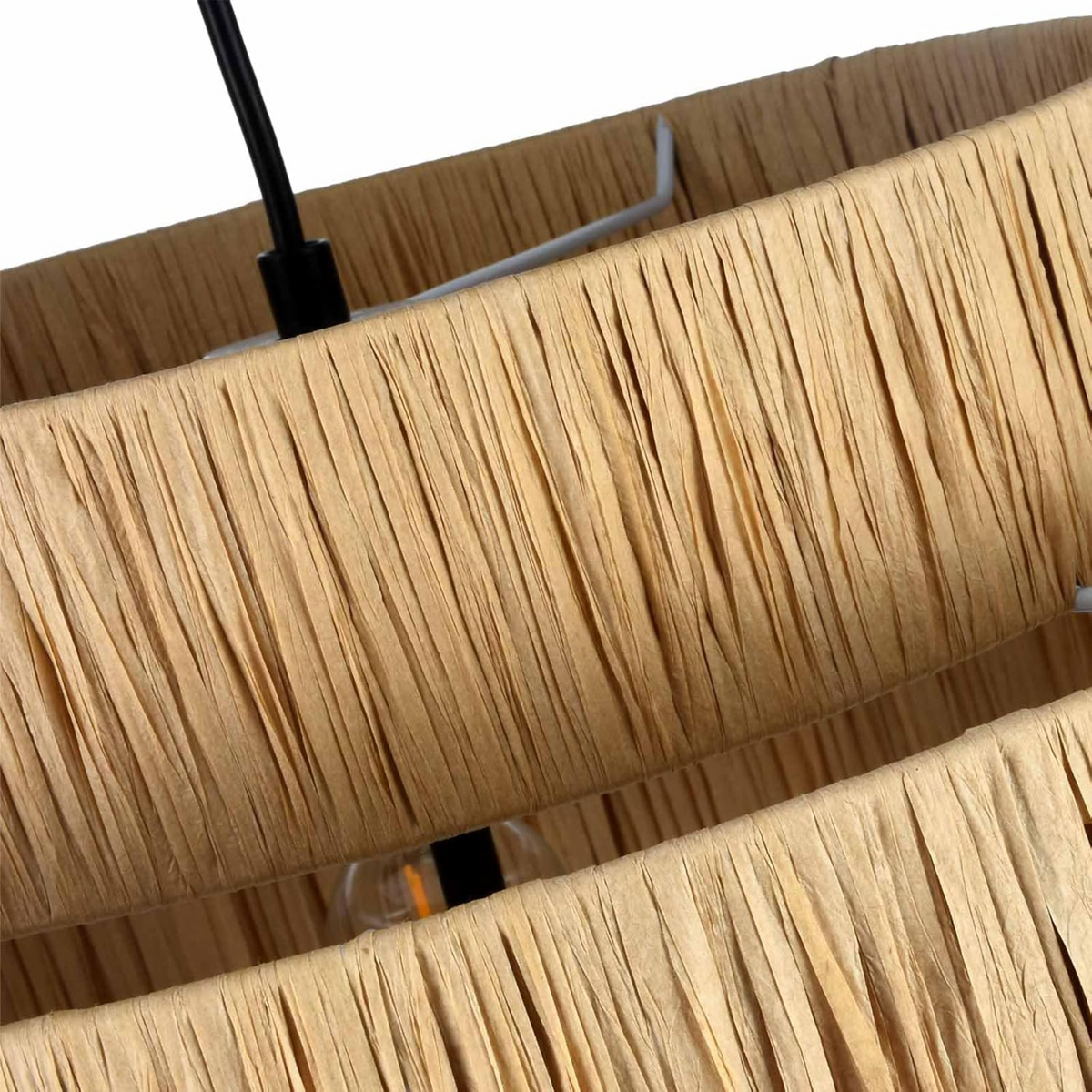 3-Light Boho Chandelier, Natural Rattan, 19.7-Inch Round