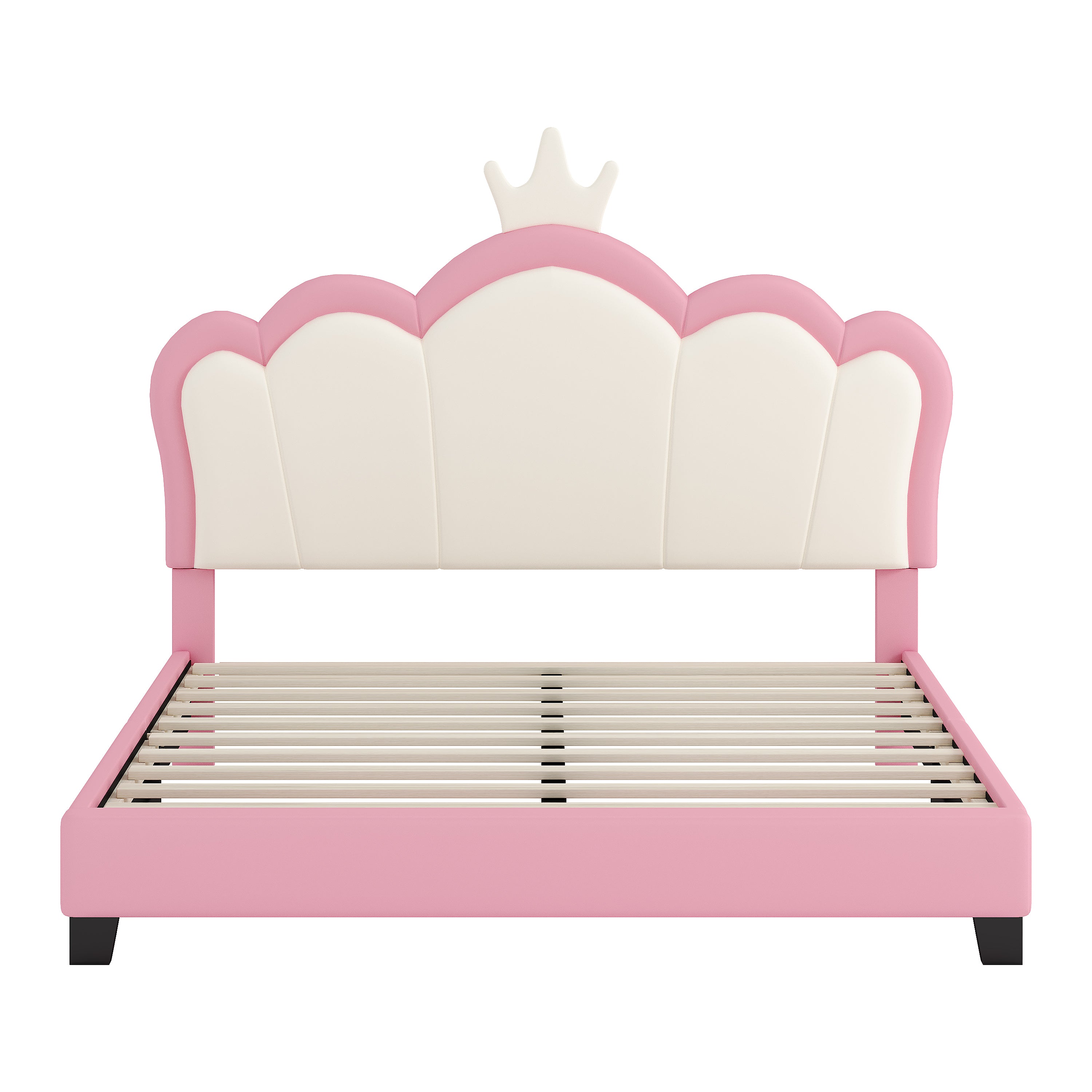 Full Size Upholstered Princess Bed with Crown Headboard