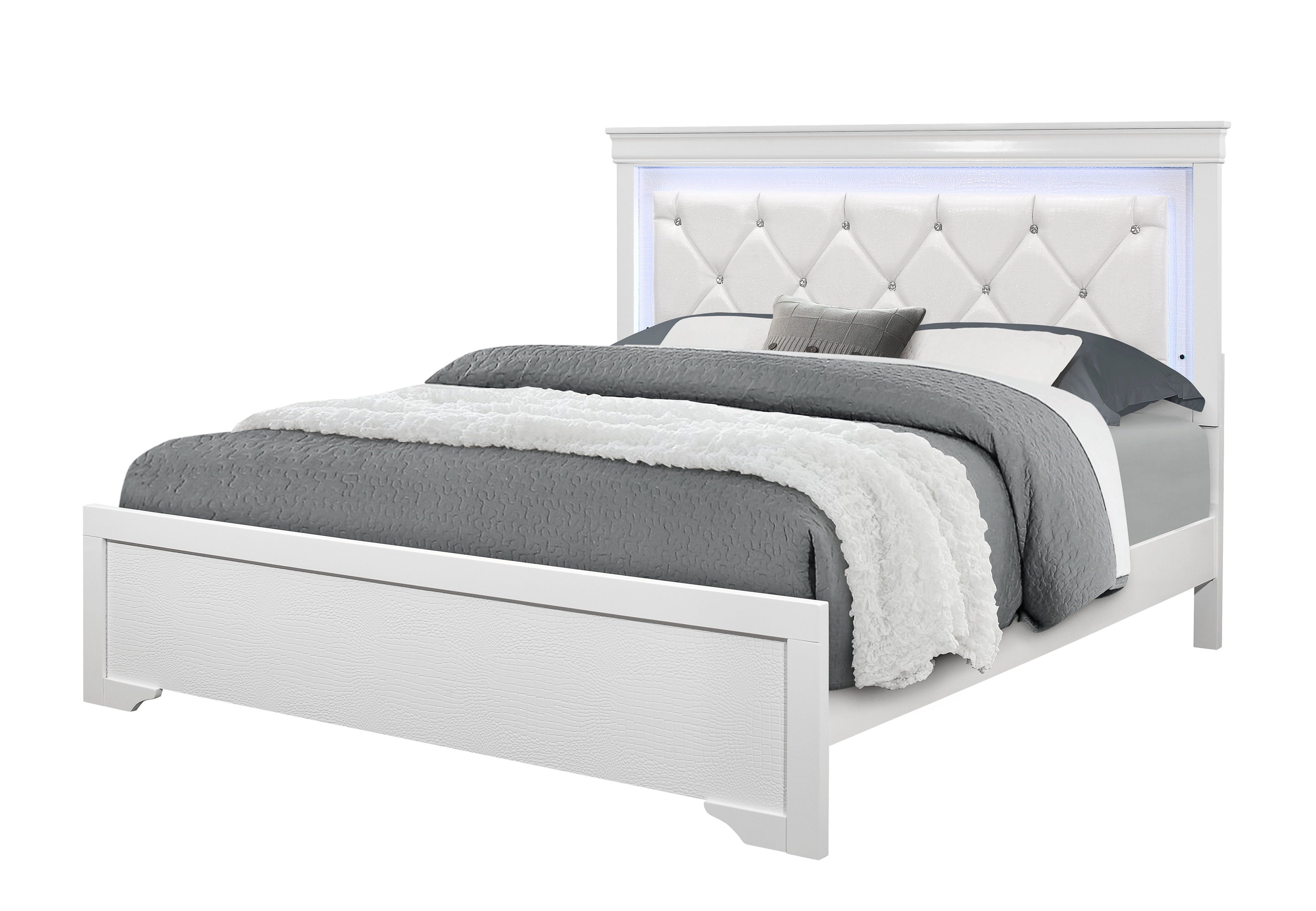 Shaker Bed with Tufted Headboard