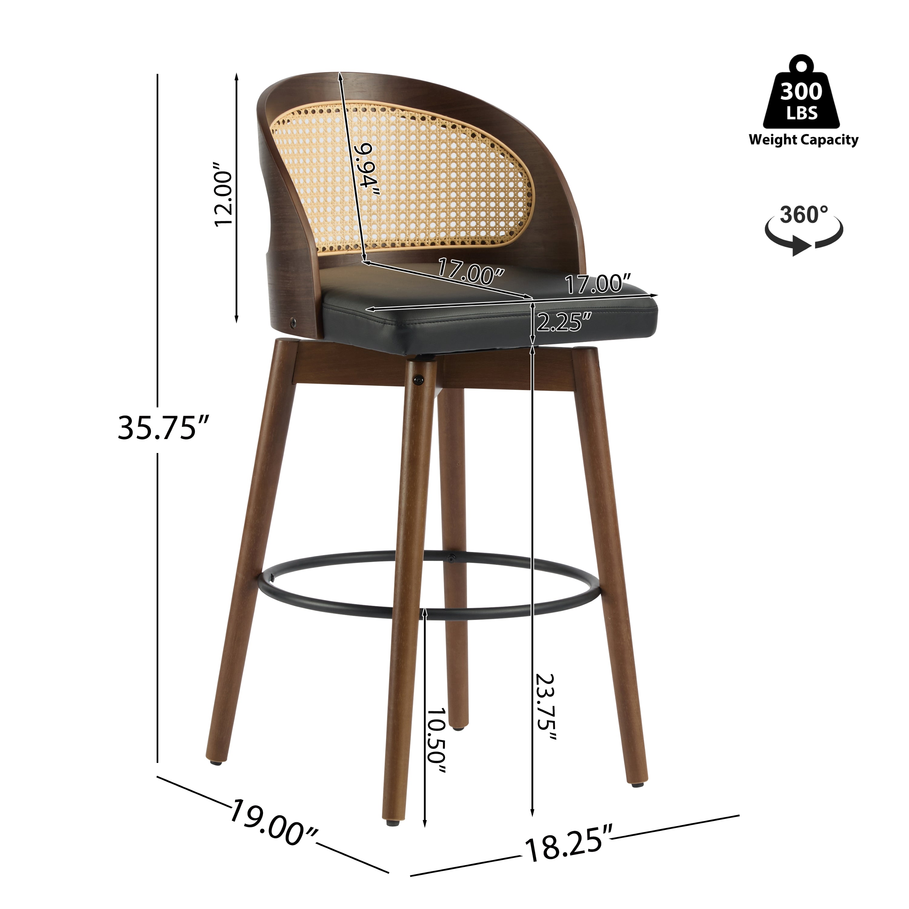 Como Indoor Wood Barstool, Dark