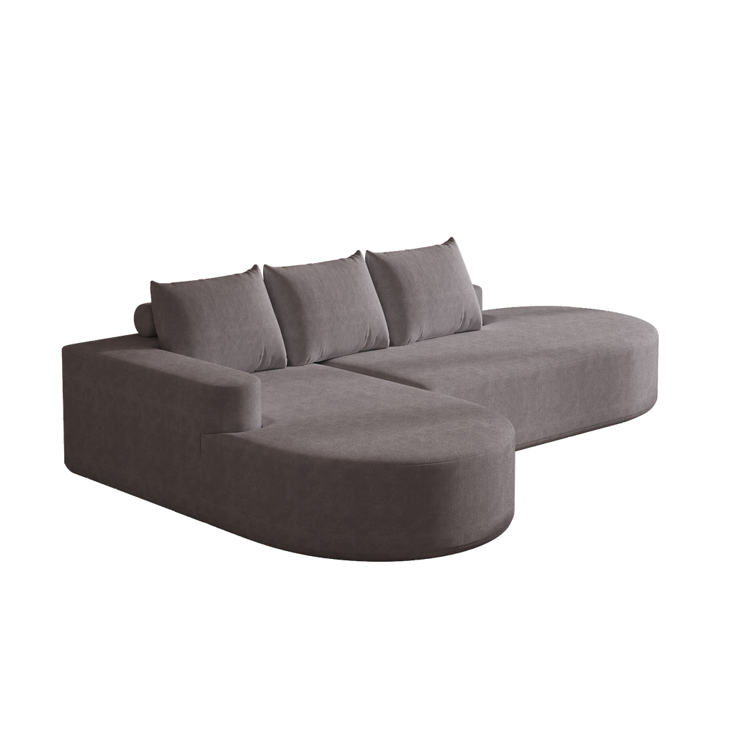 Modern Curved Chenille Upholstered Sectional Sofa