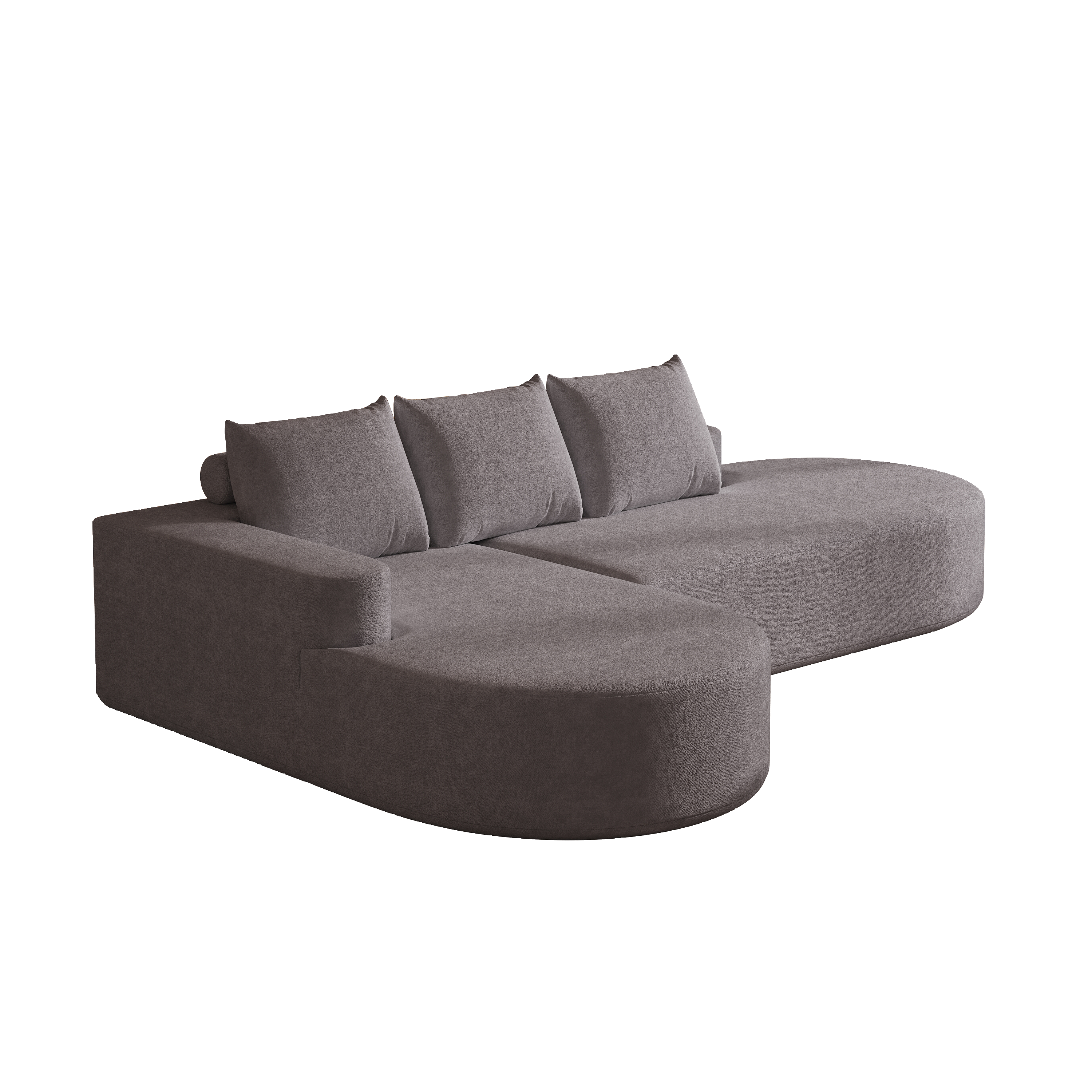 Modern Curved Chenille Upholstered Sectional Sofa
