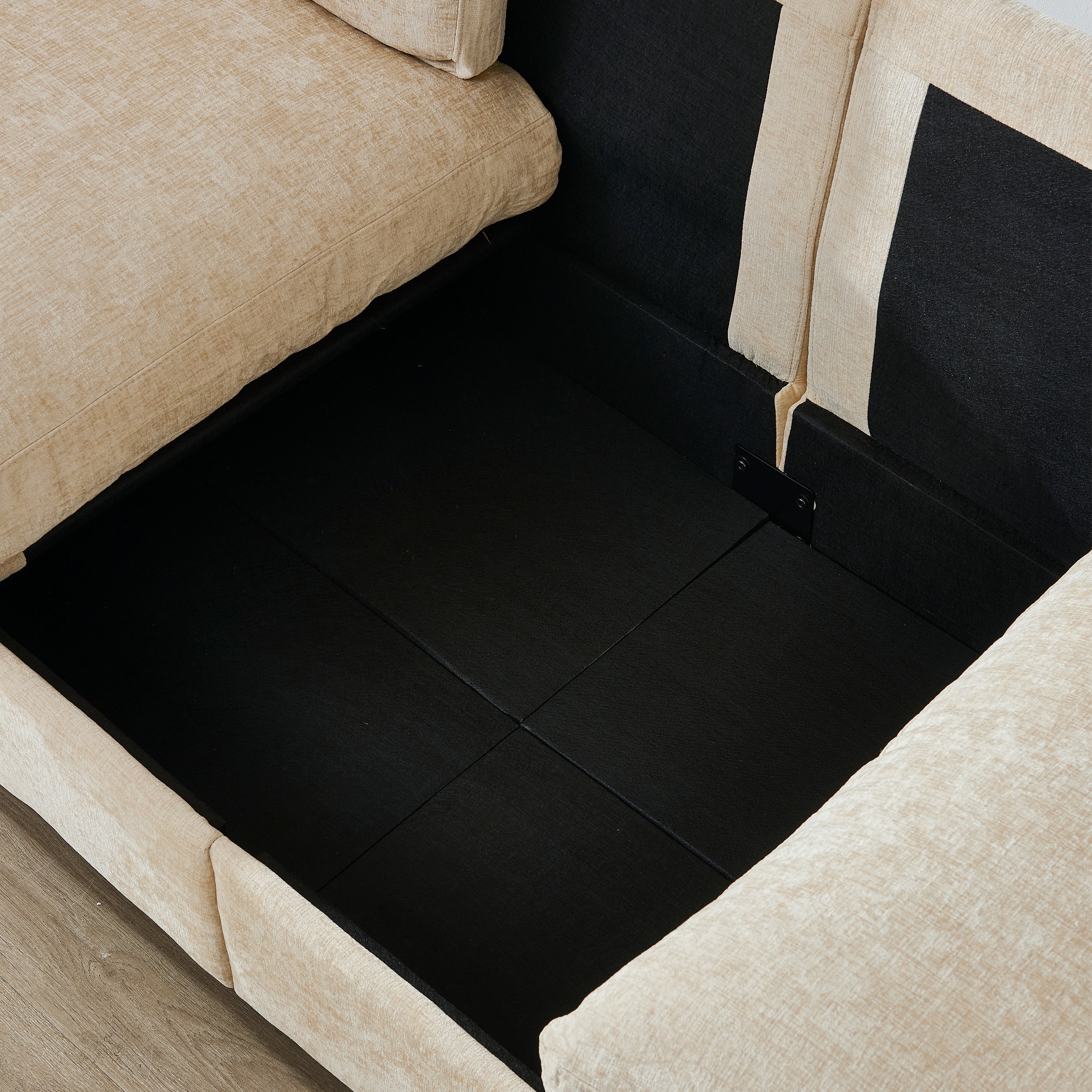 Soft Chenille 3-Seater Sectional Couch with Ottoman
