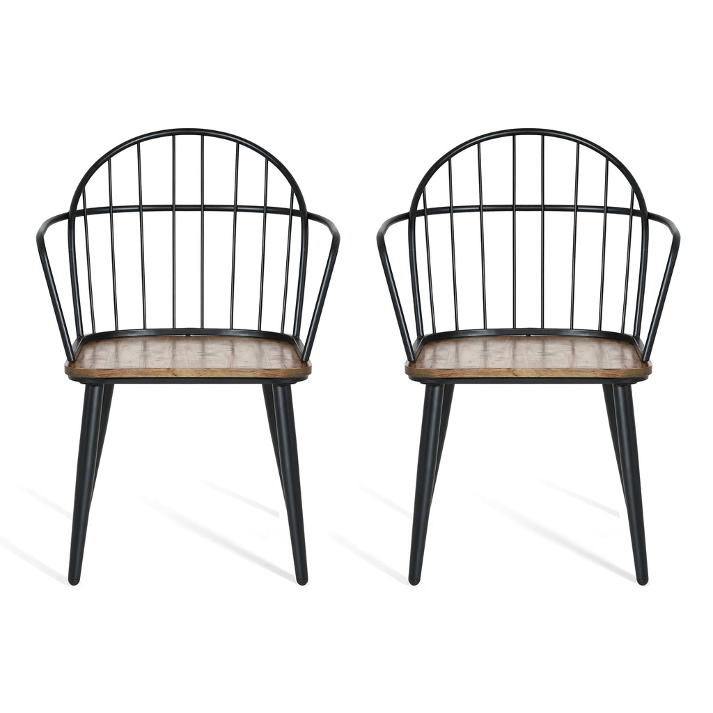 Indoor Dining Chair With Metal Legs (Set of 2), Light Birch