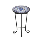 Patio Side Table, Blue + Black