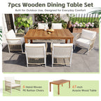 TOPMAX Patio 7pcs Wooden Dining Table Set