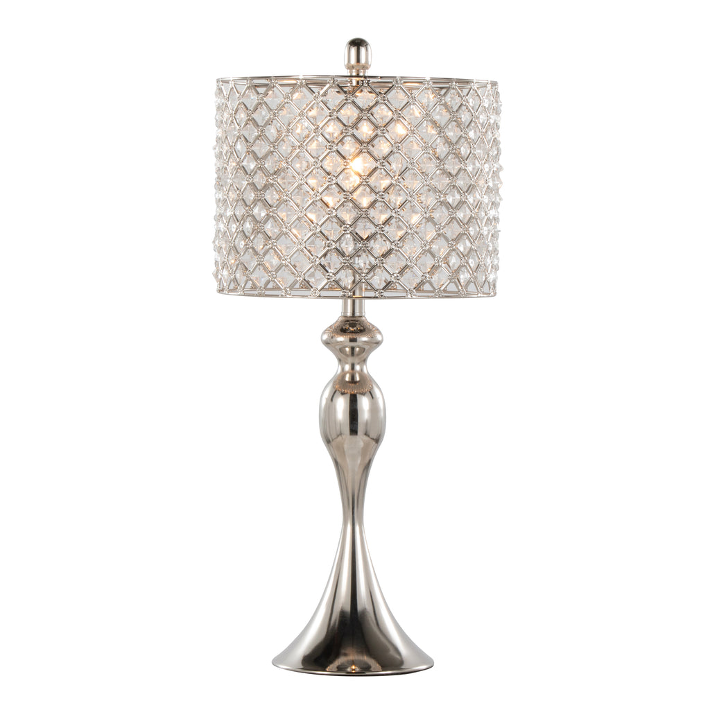 27" Contemporary Metal Table Lamp Set in Polished Nickel