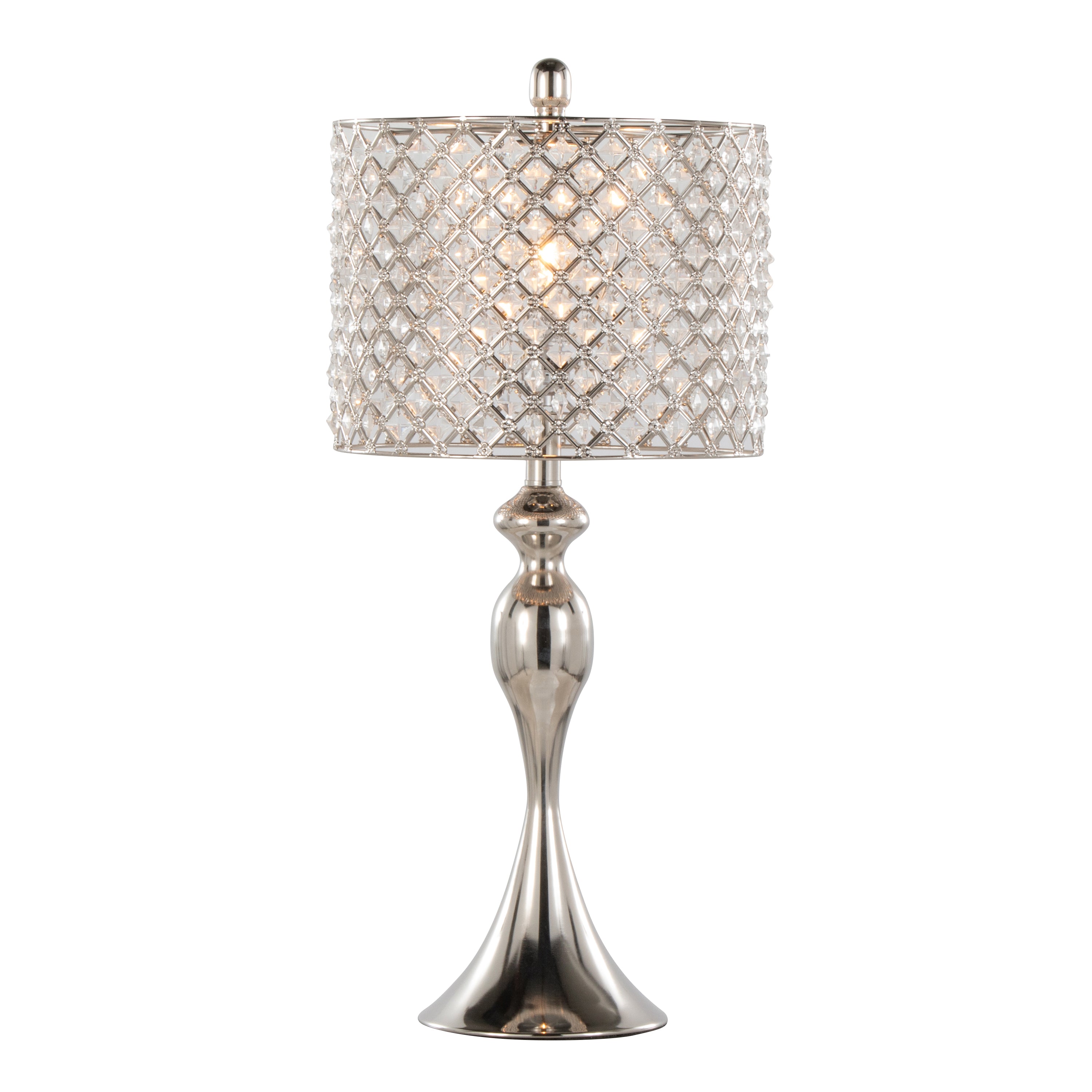 27" Contemporary Metal Table Lamp Set in Polished Nickel