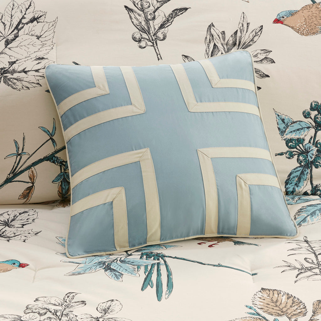 7 Piece Printed Cotton Twill Comforter Set - Khaki King