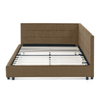 Full Size Upholstered Tufted Bed Frame in Brown Velvet