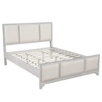 Queen Size Wooden Bed Frame with Upholstered Headboard