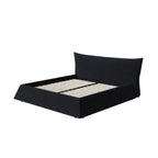 King Size Upholstered Platform Bed with Special Shaped Velvet Headboard