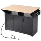 K&K 55.7'' Large Kitchen Island with Drop Leaf