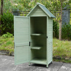 Outdoor Wooden Storage Shed, Tall Narrow Garden Tool Cabinet