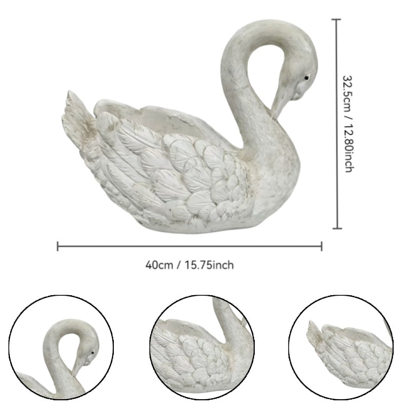 12.8-Inch Tall Vintage Swan Planter Statue