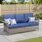 76.7" Wide Outdoor Wicker Patio Sofa