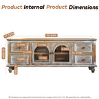 60" Farmhouse TV Stand with 4 Drawers & 2 Glass Doors