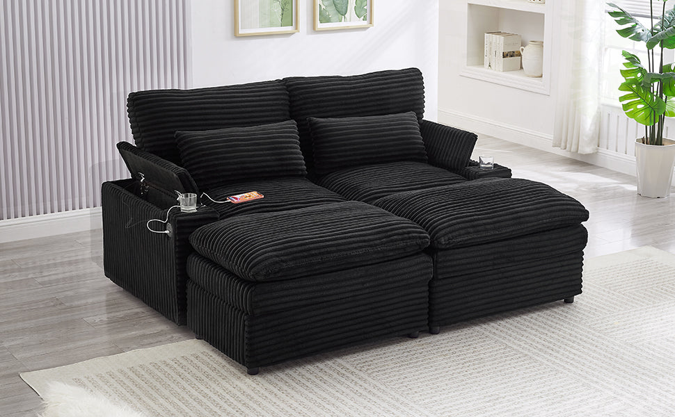 Loveseat Sofa 70.9" Free-Combined Sectional Convertible Sofa Bed