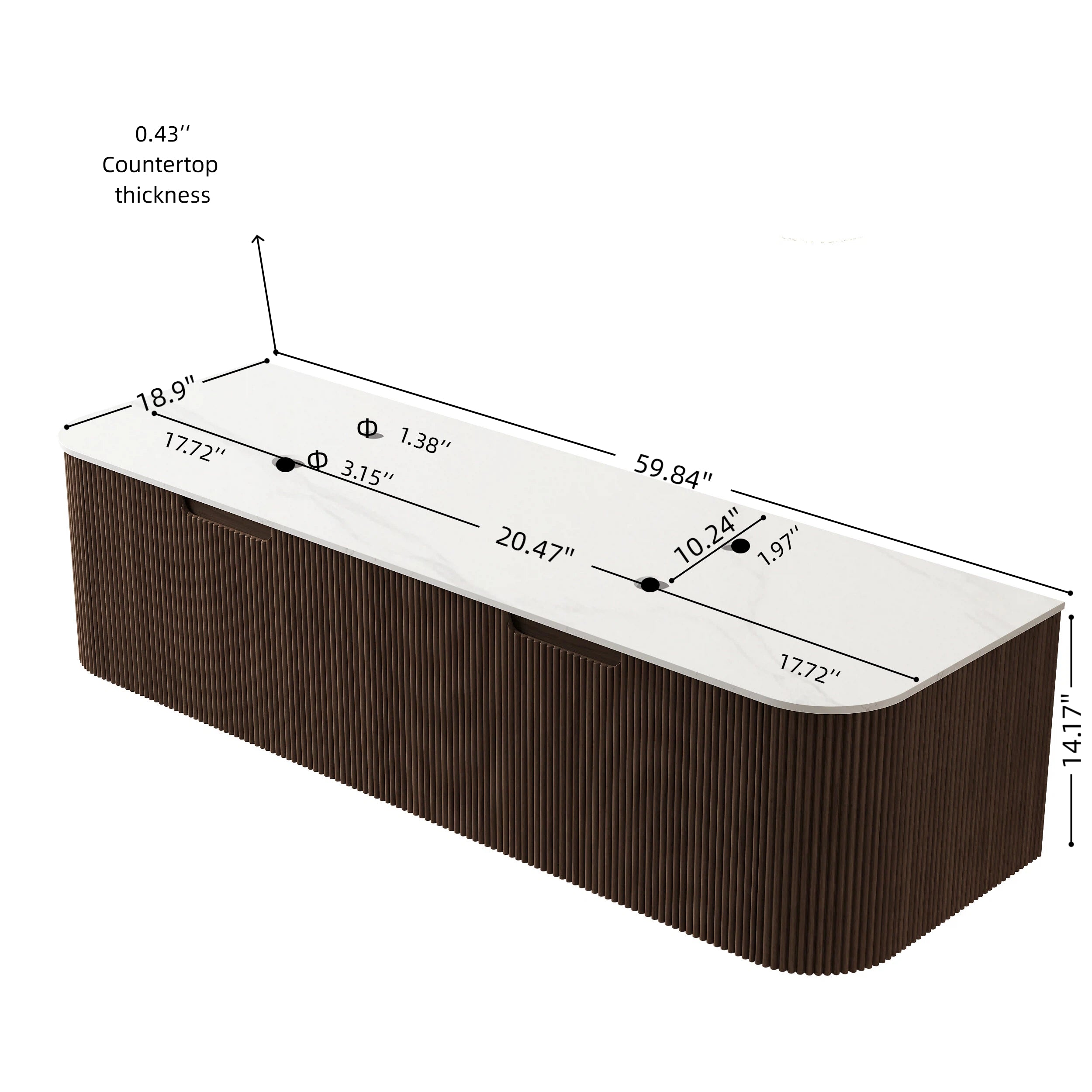Dina 60'' Wall Mounted Plywood Cabinet with Carrara