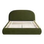 Archie Puffy Grounded Upholstered Platform Bed, Olive