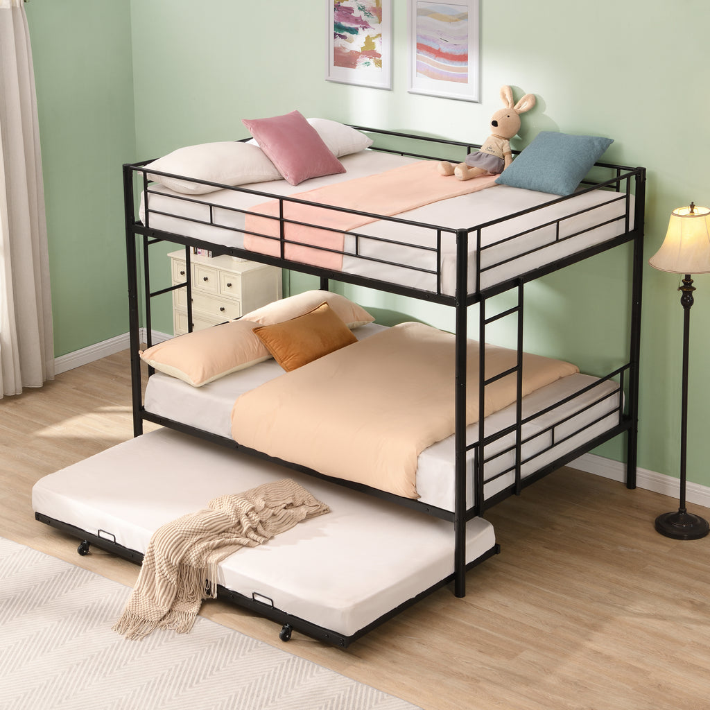 Full Over Full with Trundle Metal Bunk Bed