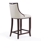 Emperor Wood Upholstered Barstool in Pearl