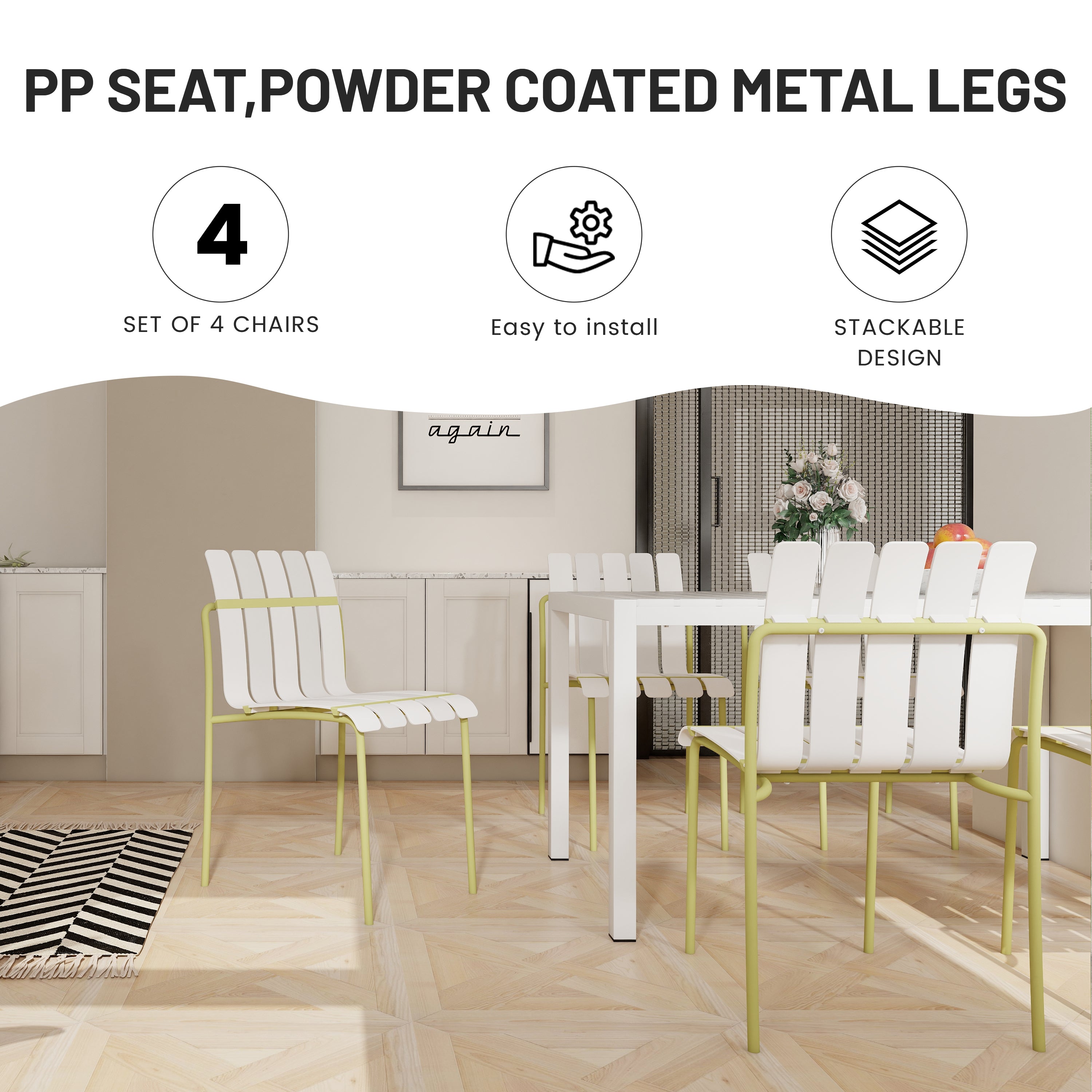 Summer - 4-Pack Modern Striped Color Block Chairs