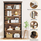 70.8" 6-Tier Industrial Bookcase