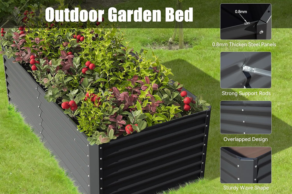 8×4×1.5 ft Galvanized Raised Garden Bed