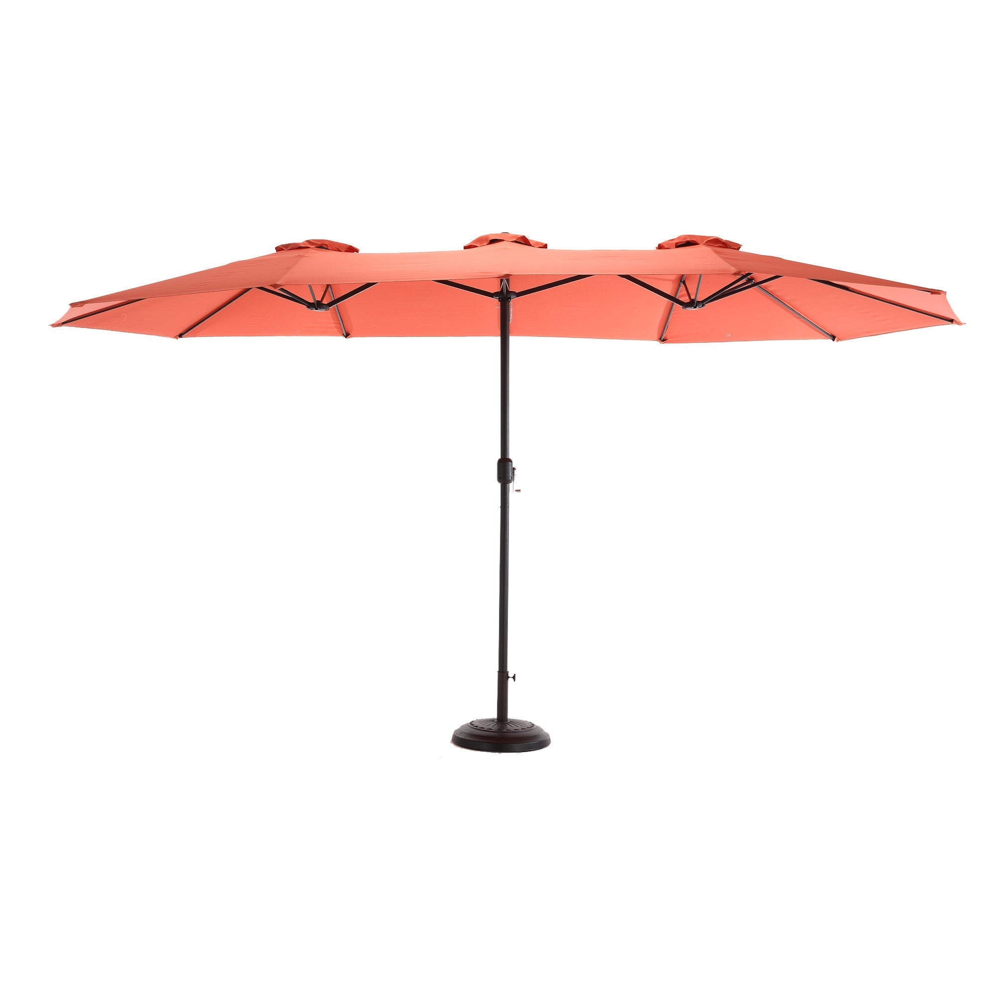 14.8 Ft Double Sided Outdoor Umbrella Rectangular Large with Crank (Orange)