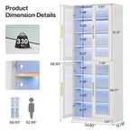 67" Tall White Bookcase with Doors and LED Light