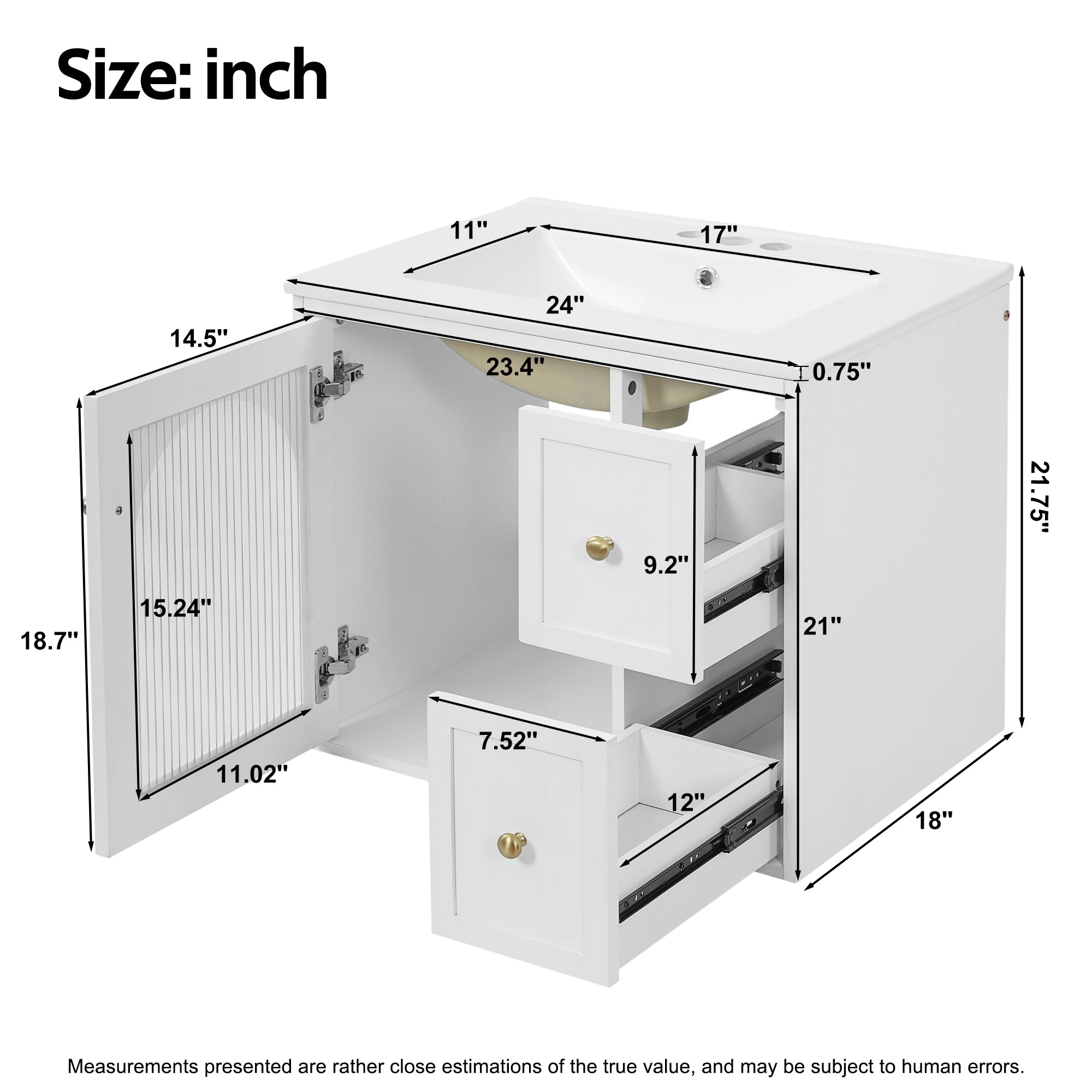24" Bathroom Vanity Set Wall Mounted for Small Spaces