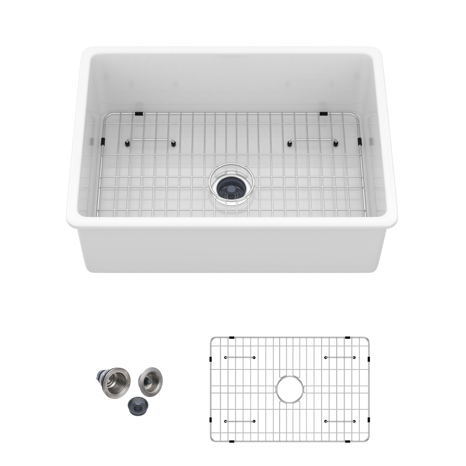 27"x19"x10" Undermount Single Bowl Fireclay Kitchen Sink