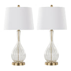 Jenny 27" Contemporary Glass Table Lamp in Clear Crackle Glass