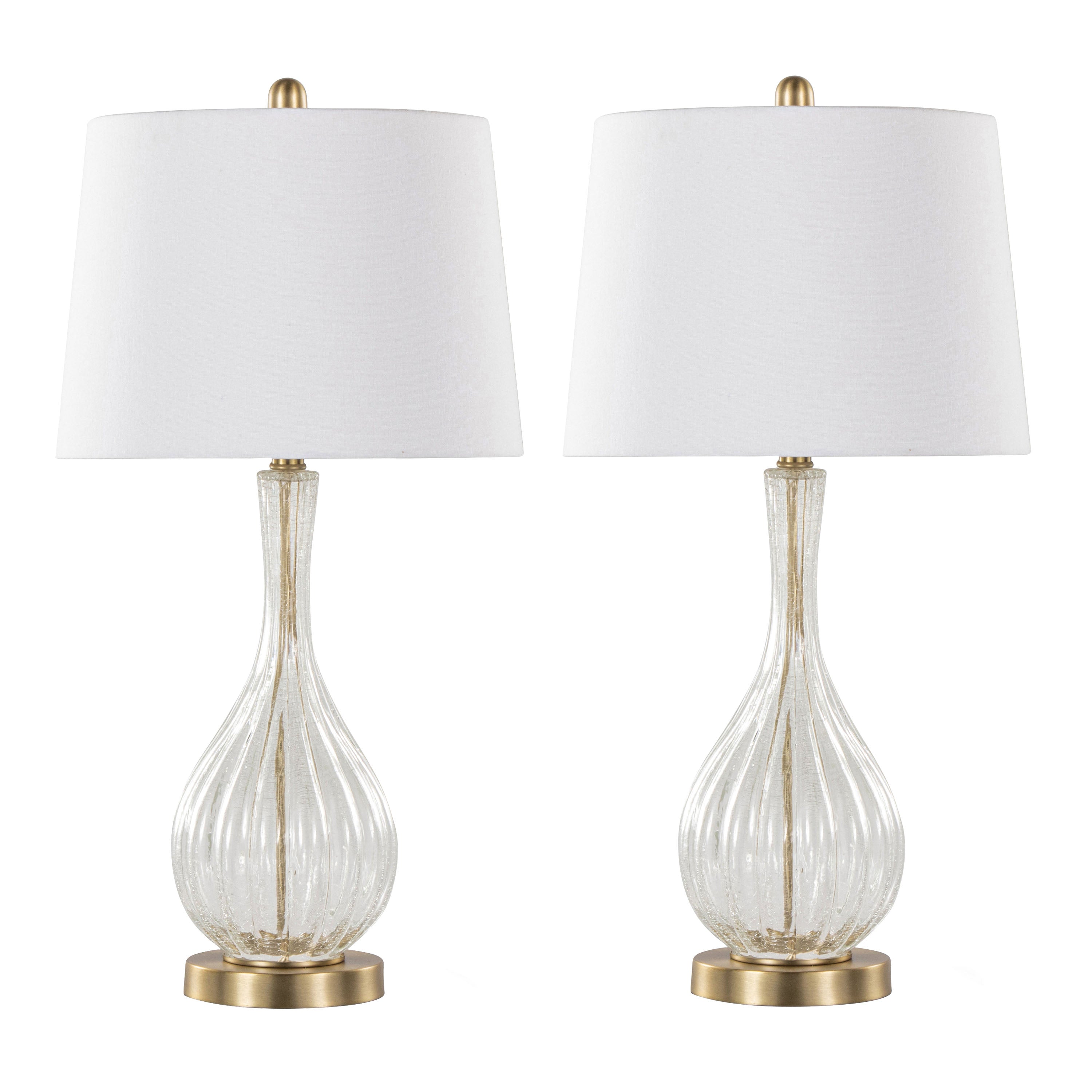Jenny 27" Contemporary Glass Table Lamp in Clear Crackle Glass