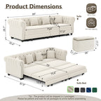 Chesterfield Sofa - 3-in-1 Pull-Out Sleeper Sofa Bed