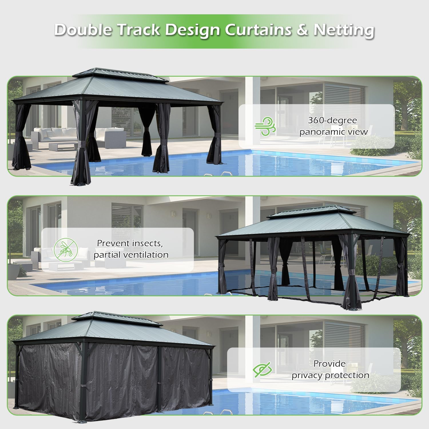 12'x20' Hardtop Gazebo with Resin Roof