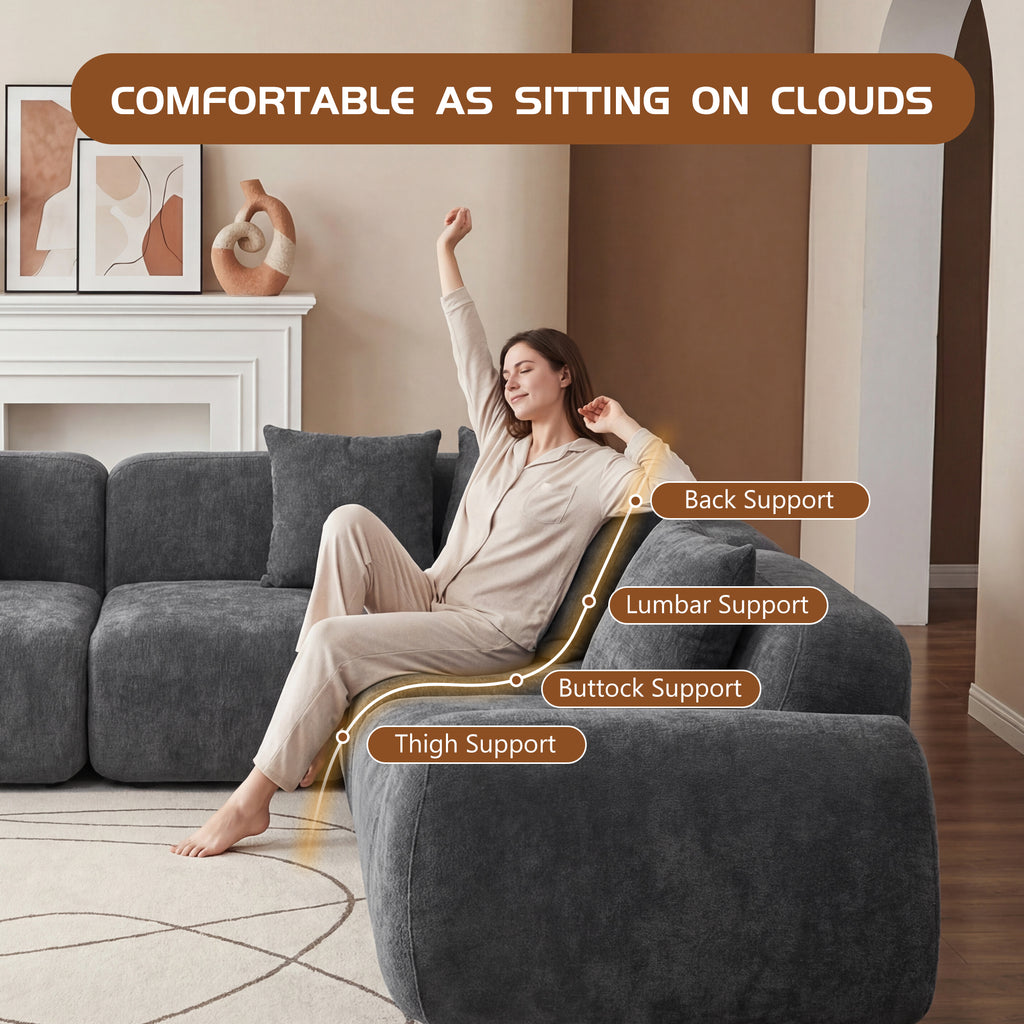 Oversized Cloud Velvet Curved Sectional Couch
