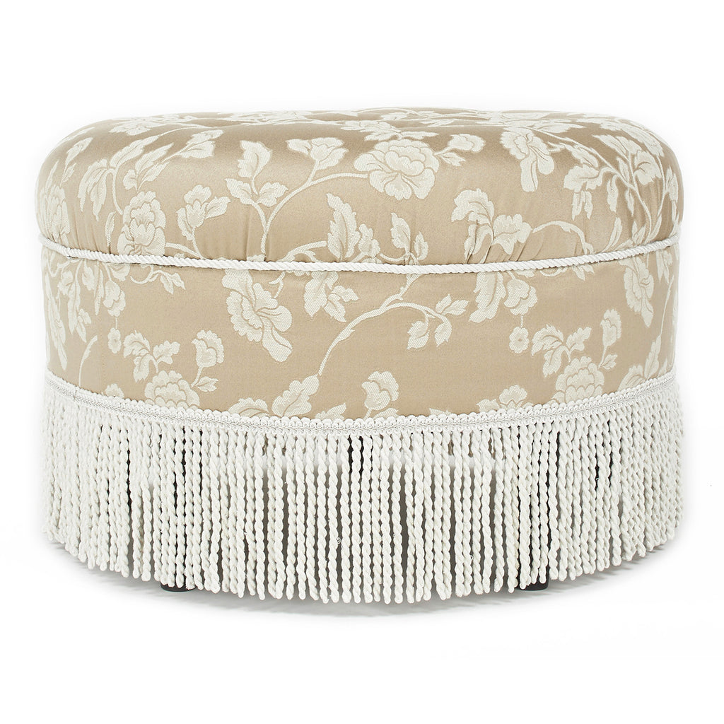 Yolanda 24" Round Upholstered Accent Ottoman, Champagne