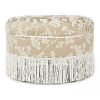 Yolanda 24" Round Upholstered Accent Ottoman, Champagne