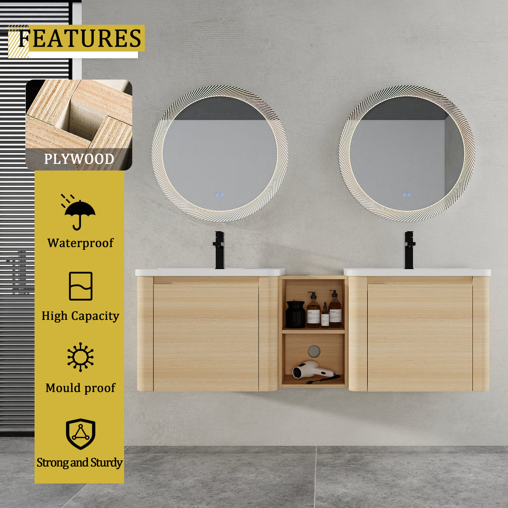 60'' Wall-Mounted Bathroom Vanity
