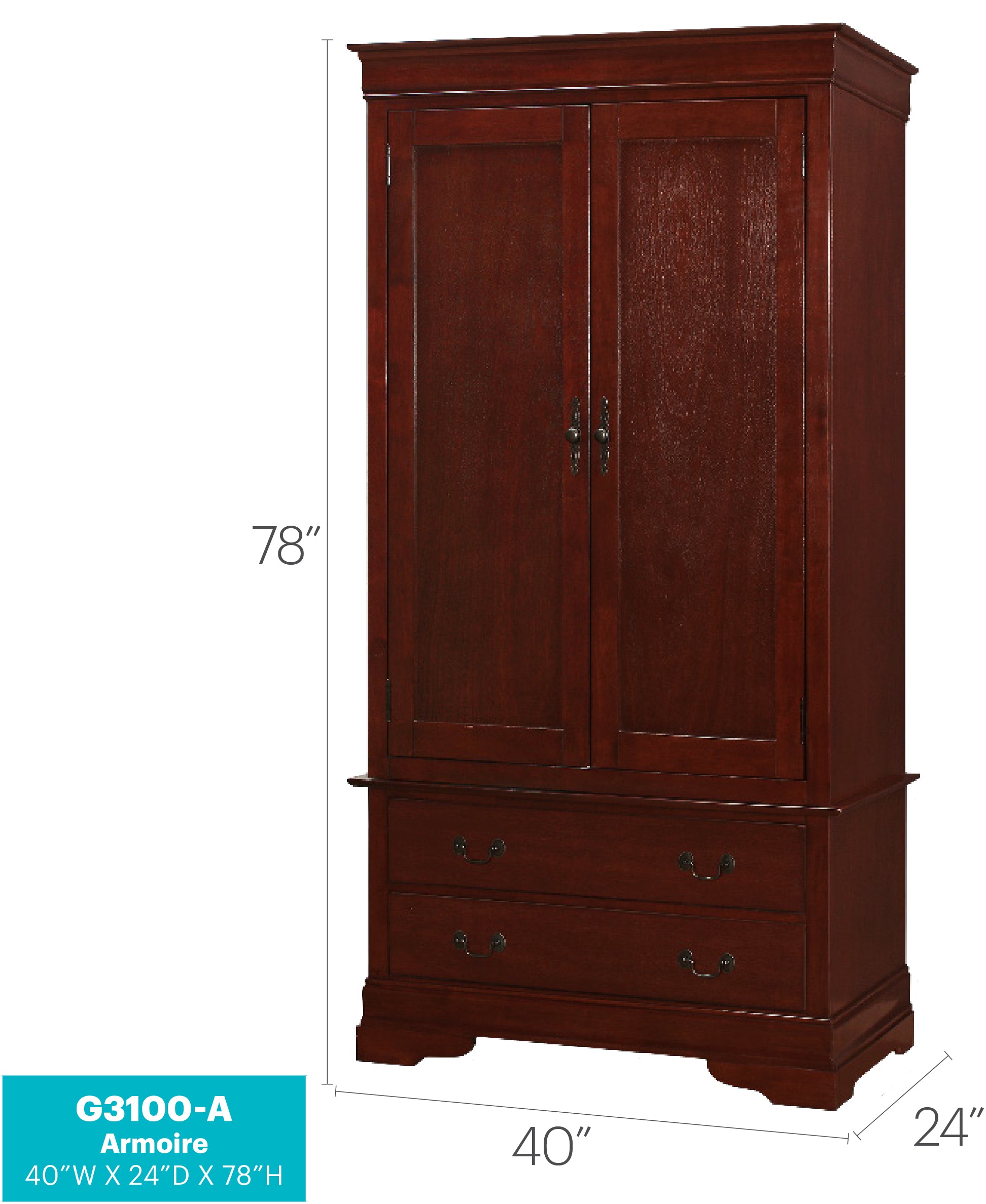 Elegant Cherry Wood Armoire