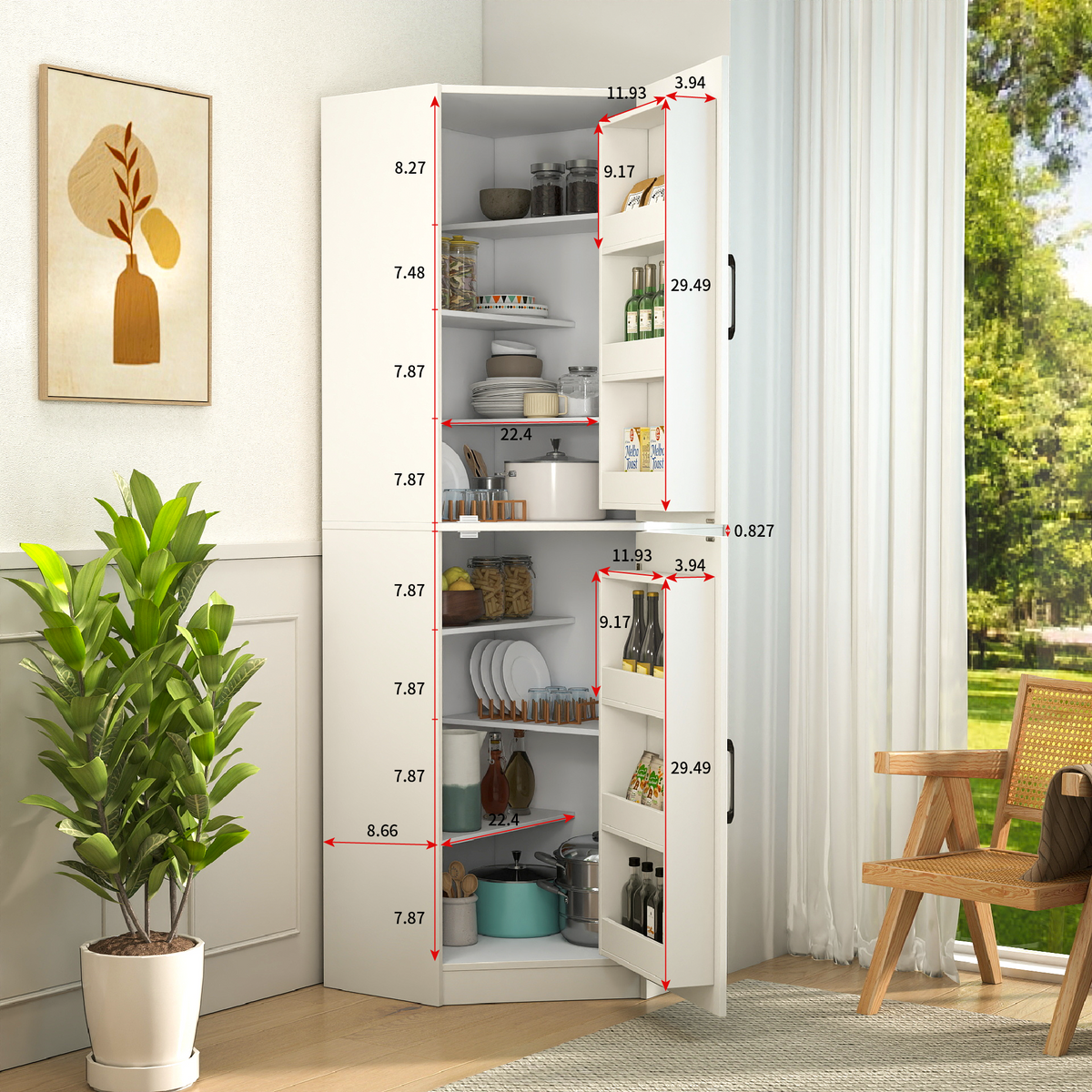 White Corner Kitchen Pantry Cabinet