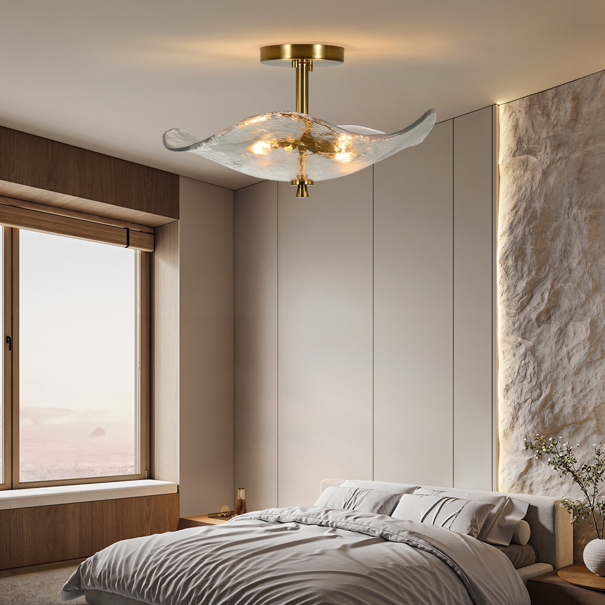 16.5' Glass Semi Flush Mount Ceiling Light Fixture