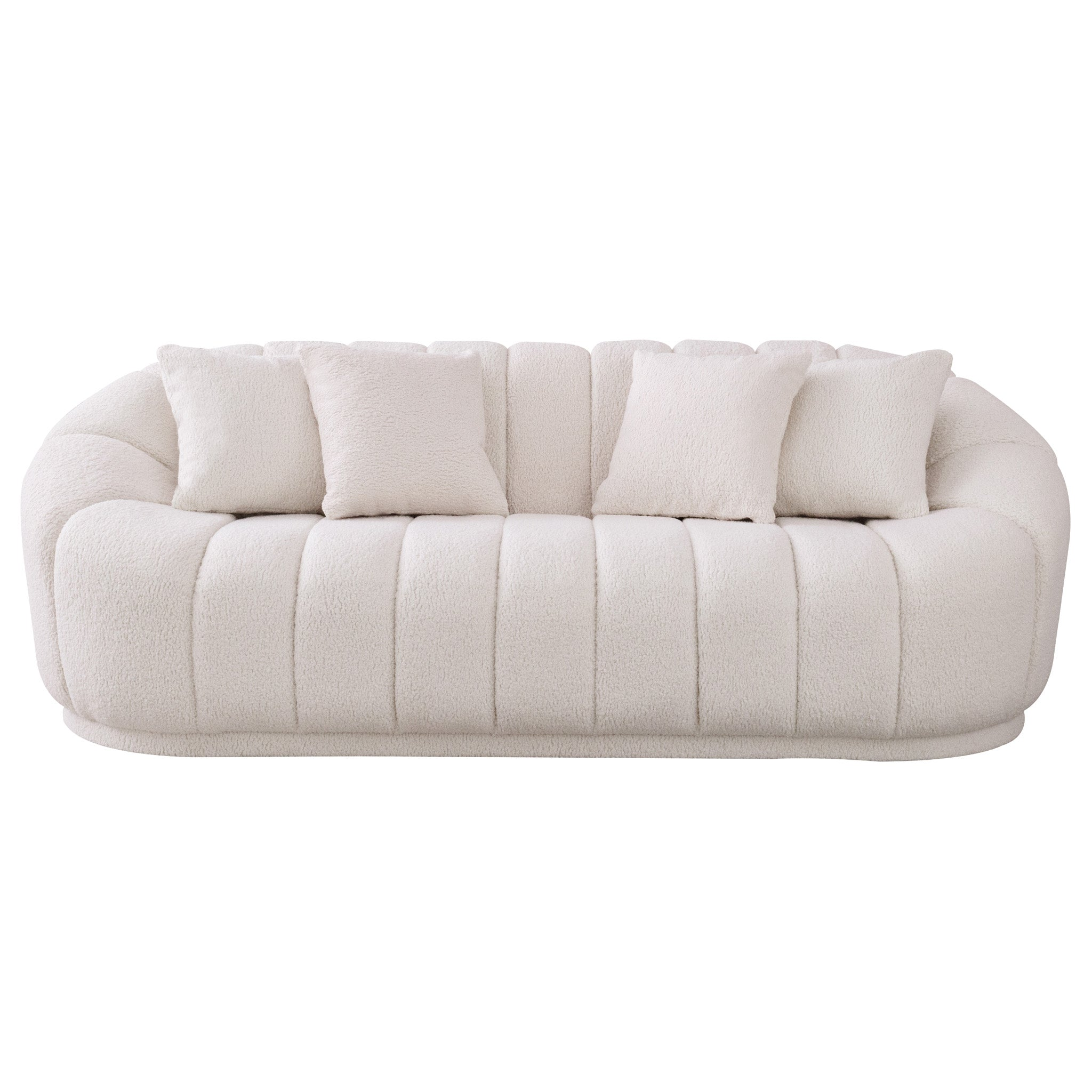 Maximilian Modern Japandi Style Tight Back Boucle Couch